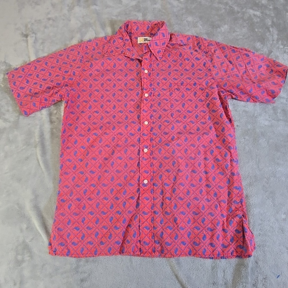 Reyn Spooner Shirt Mens Large Red Whale All Over Print‎ Hawaiian Luau Casual
